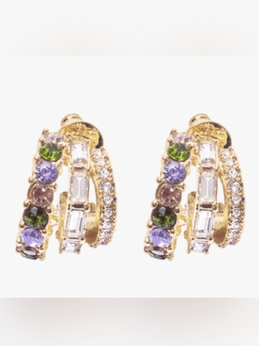 ❣️2/$36 NIP Olive & Piper Gold Cassia Hoops with Pastel Gems Retail Price $42.00